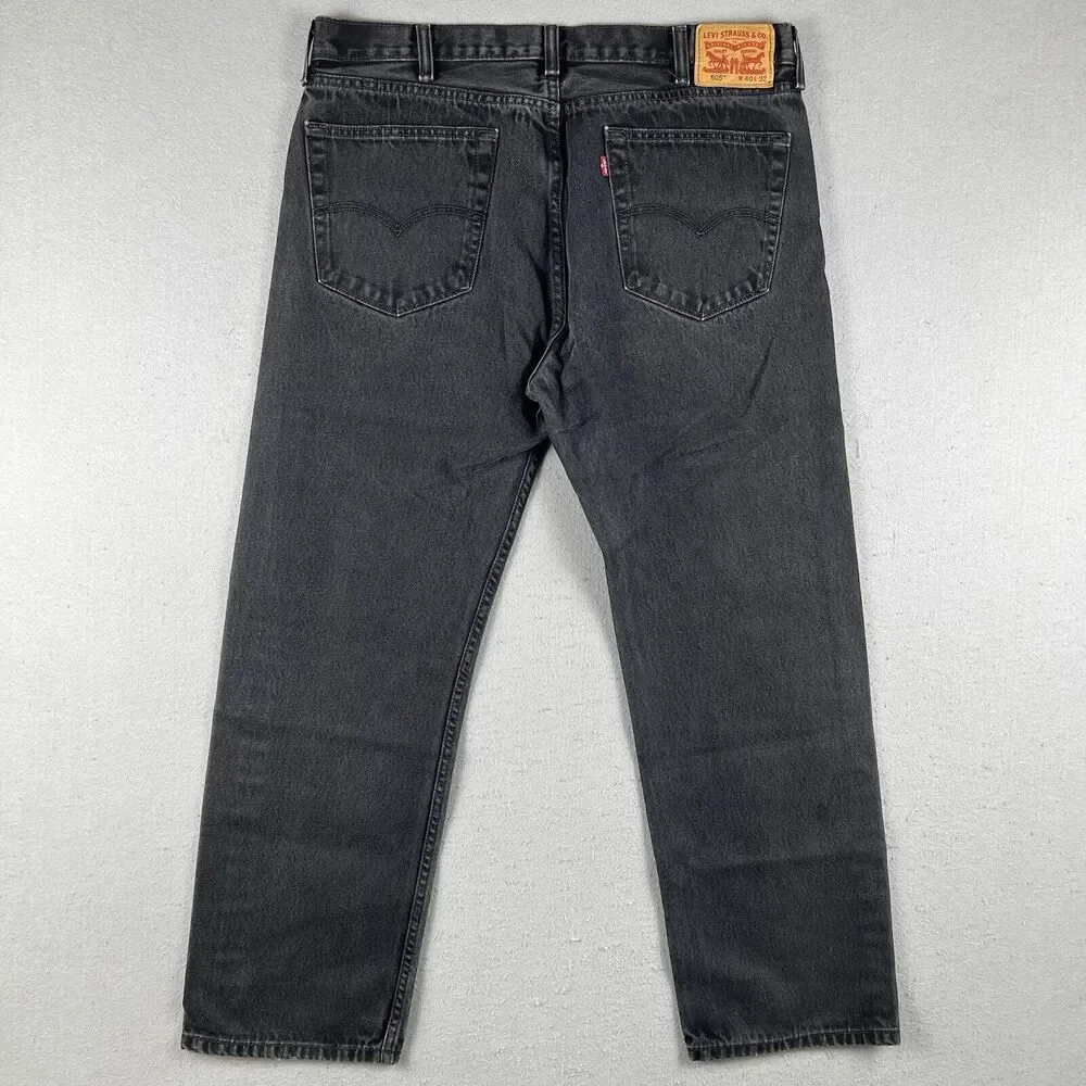Levi’s 505 Jeans Men’s 40x32 Black Denim Regular‎ Fit Mid Rise Pants